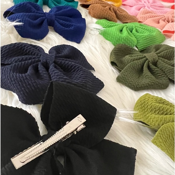 🎀NEW 30 - 5.5” INCH BOHO WAFFLE BOWS W ALLIGATOR CLIPS OR PONYTAIL/HEADBAND! - Picture 2 of 7